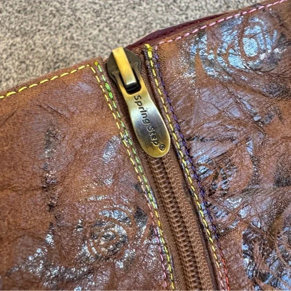 L’artiste Water lily Ankle Booties Boots Size 40 Side Zip Floral Brown Leather - Picture 8 of 9